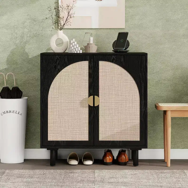 Okak Credenza in Legno, Madia Decorativa con 2 Ante e Ripiani Regolabili, Tavolo Consolle per Cucina, Soggiorno/Sala da Pranzo