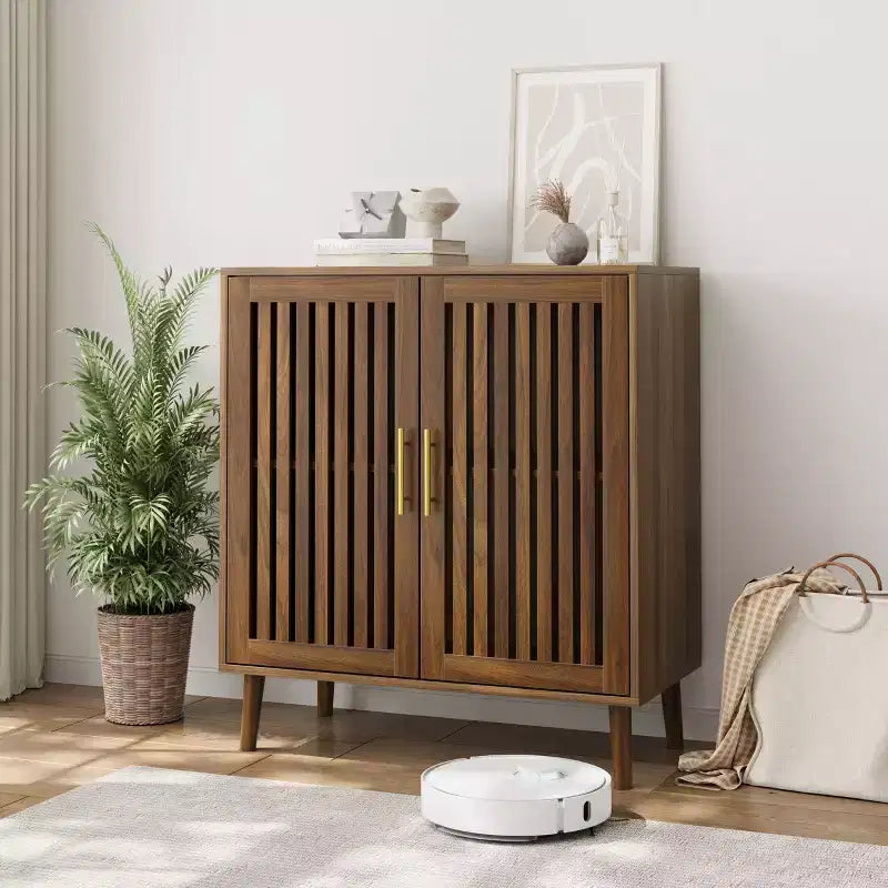 Okak Credenza in Legno, Madia Decorativa con 2 Ante e Ripiani Regolabili, Tavolo Consolle per Cucina, Soggiorno/Sala da Pranzo