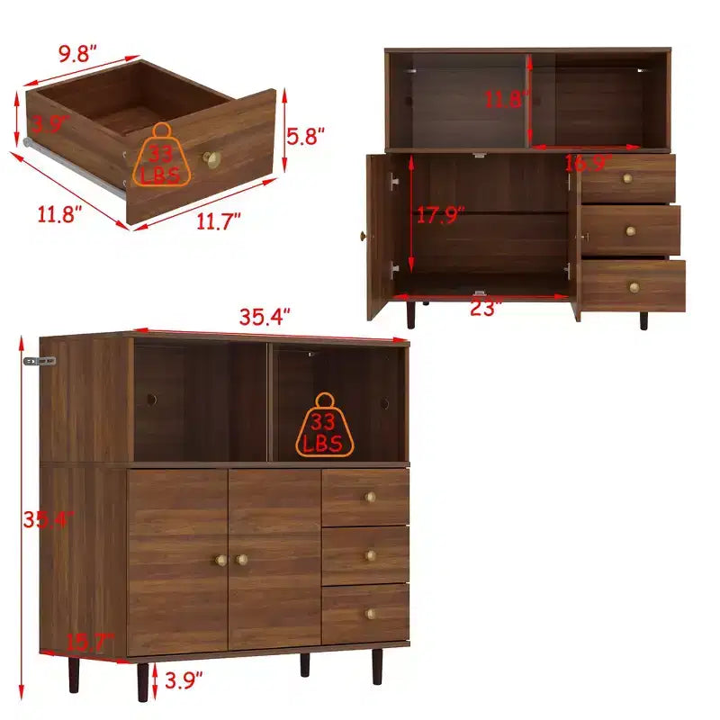 Credenza/Mobile Buffet Stile Vintage Famapy con Vetrina Illuminata a LED e Ante Scorrevoli in Acrilico per Esposizione e Organizzazione