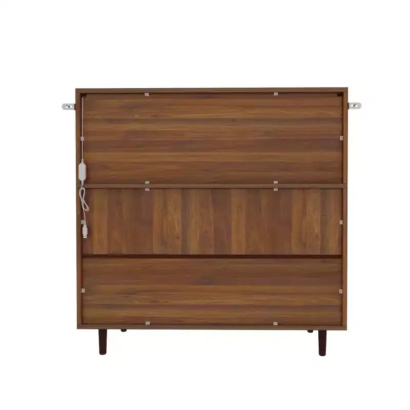Credenza/Mobile Buffet Stile Vintage Famapy con Vetrina Illuminata a LED e Ante Scorrevoli in Acrilico per Esposizione e Organizzazione
