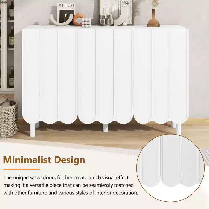 Okak Mobile Buffet Minimalista con Ante e Ripiani, con 5 Gambe in Legno Massello, Scarpiera con Ripiano Regolabile per Soggiorno Cucina