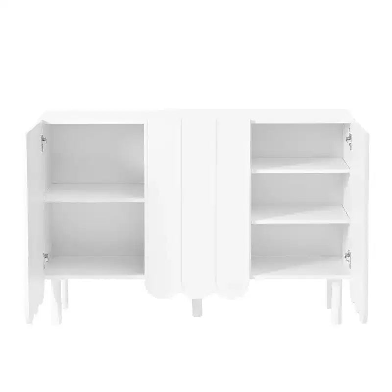 Okak Mobile Buffet Minimalista con Ante e Ripiani, con 5 Gambe in Legno Massello, Scarpiera con Ripiano Regolabile per Soggiorno Cucina