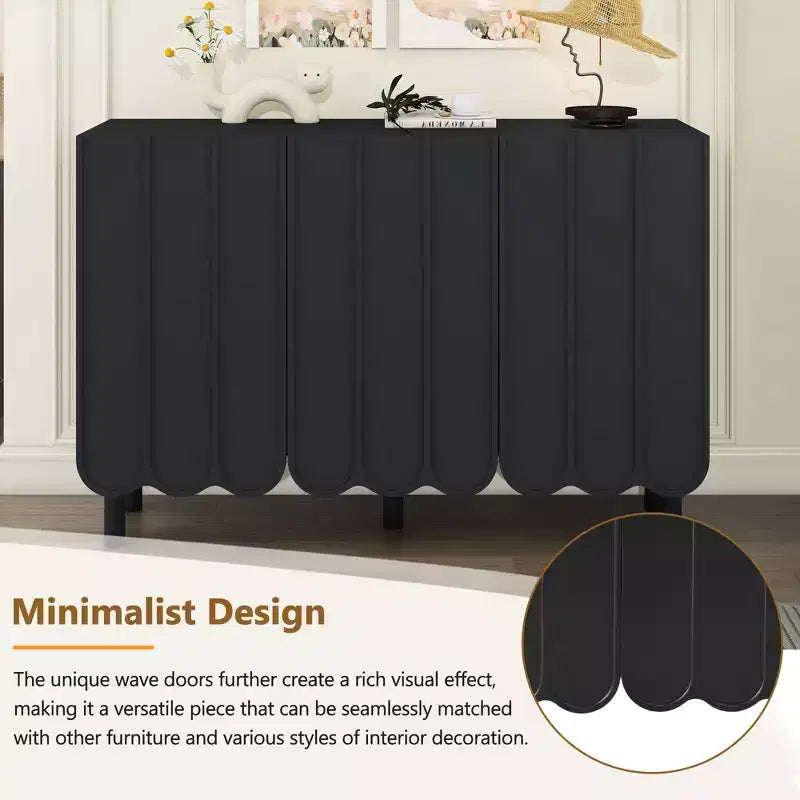 Okak Mobile Buffet Minimalista con Ante e Ripiani, con 5 Gambe in Legno Massello, Scarpiera con Ripiano Regolabile per Soggiorno Cucina