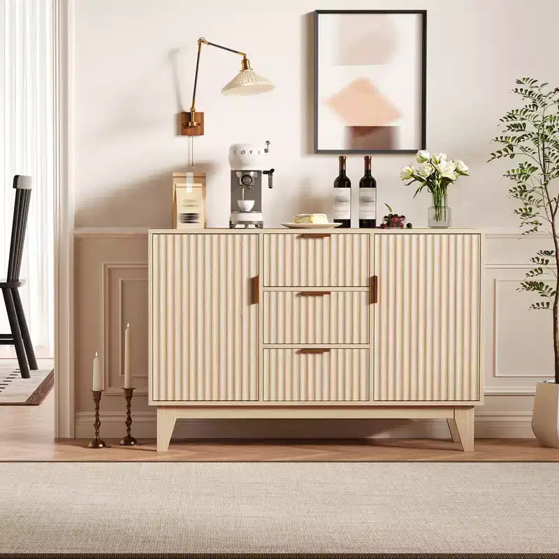 Mobile Contenitore da 47.2" L con 3 Cassetti, Credenza Grande con 2 Ante, Mobile TV Moderno a Metà Termine, Mobile Bar per Soggiorno, Cucina, Ingresso