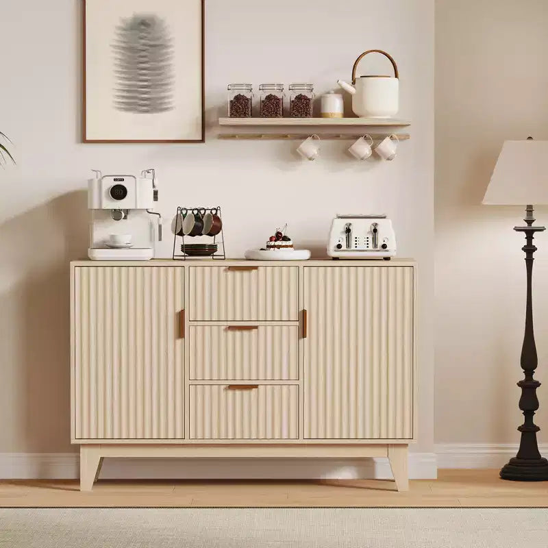Mobile Contenitore da 47.2" L con 3 Cassetti, Credenza Grande con 2 Ante, Mobile TV Moderno a Metà Termine, Mobile Bar per Soggiorno, Cucina, Ingresso