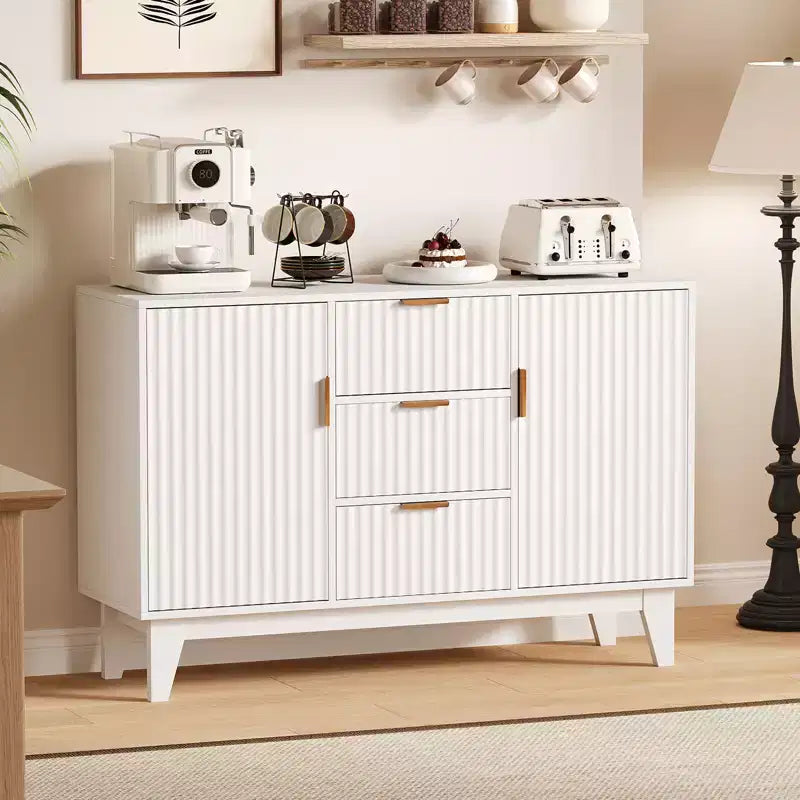 Mobile Contenitore da 47.2" L con 3 Cassetti, Credenza Grande con 2 Ante, Mobile TV Moderno a Metà Termine, Mobile Bar per Soggiorno, Cucina, Ingresso
