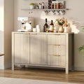 47 Inch Fluted Sideboard Buffet Cabinet Modern TV Stand Coffee Bar Cabinet with 3 Drawers & 2 Doors Wooden Credenza for Living Room Kitchen Entryway