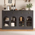 55 Inch Sideboard Buffet Cabinet with 4 Acrylic Doors and 2 Drawers, Wooden Kitchen Cabinet, Console Table for Living Room, Dining Room, Entryway