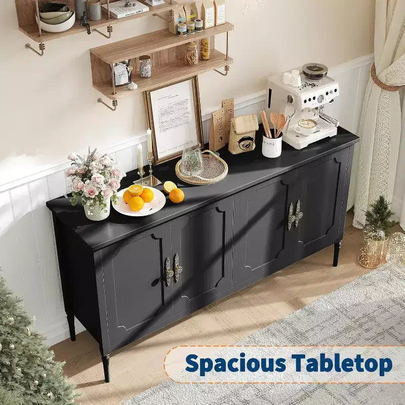 COZONY 59 Mobile credenza a buffet Vintage per bar caffè con ripiani regolabili e 4 ante per sala da pranzo, cucina e soggiorno