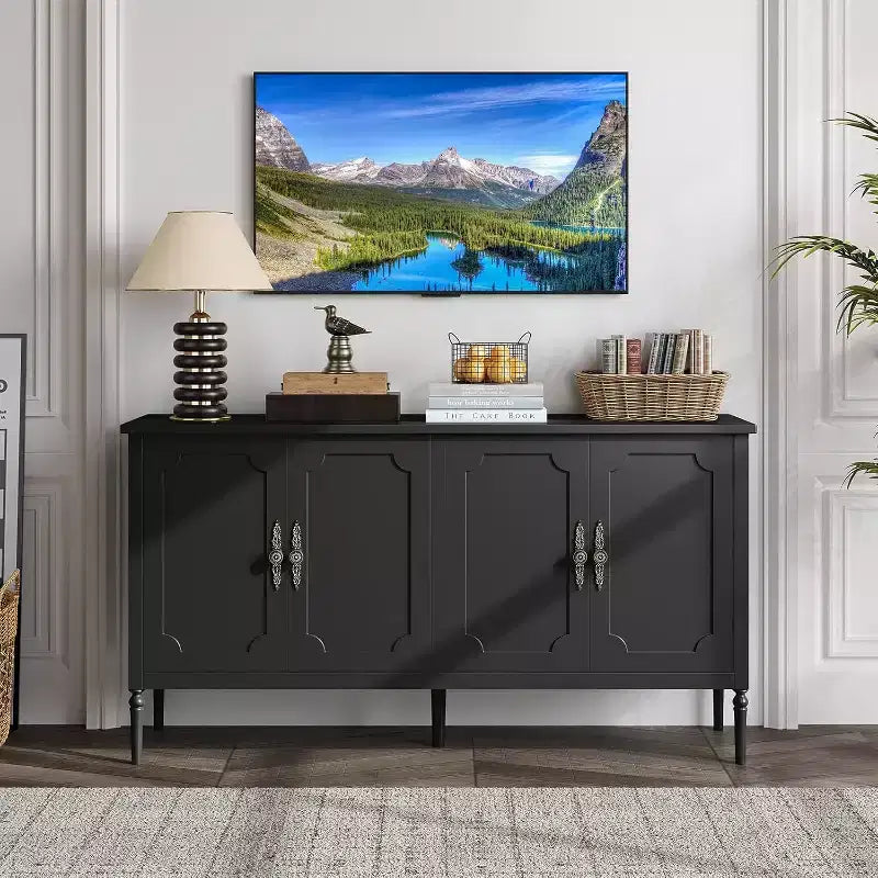 COZONY 59 Mobile credenza a buffet Vintage per bar caffè con ripiani regolabili e 4 ante per sala da pranzo, cucina e soggiorno