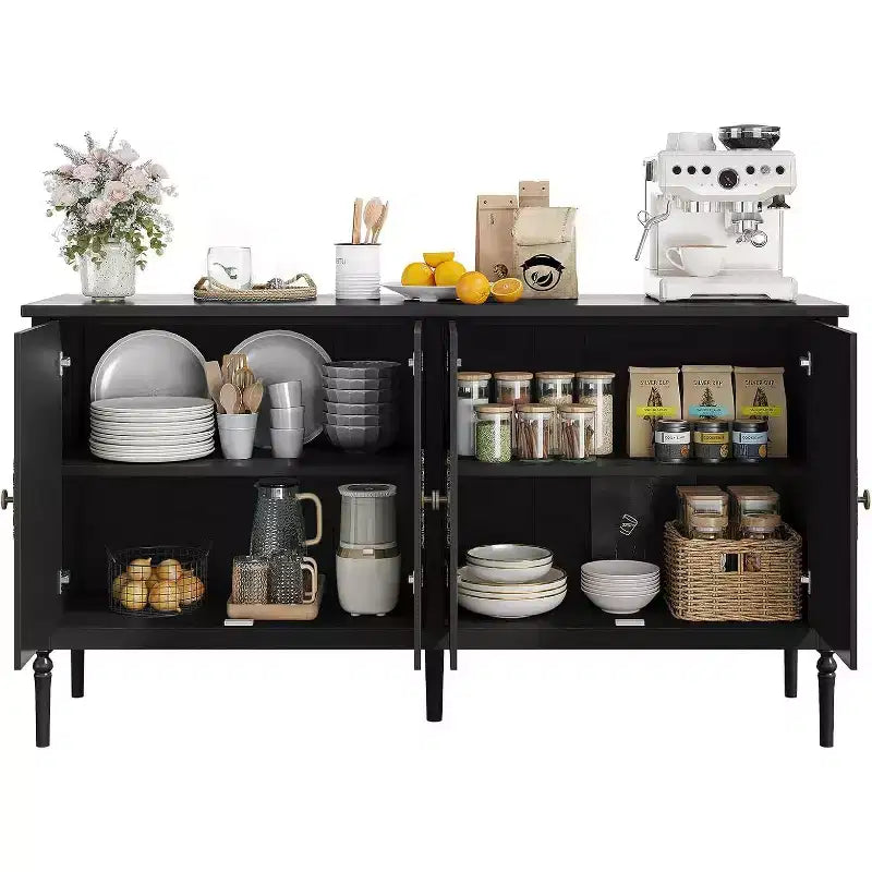 COZONY 59 Mobile credenza a buffet Vintage per bar caffè con ripiani regolabili e 4 ante per sala da pranzo, cucina e soggiorno