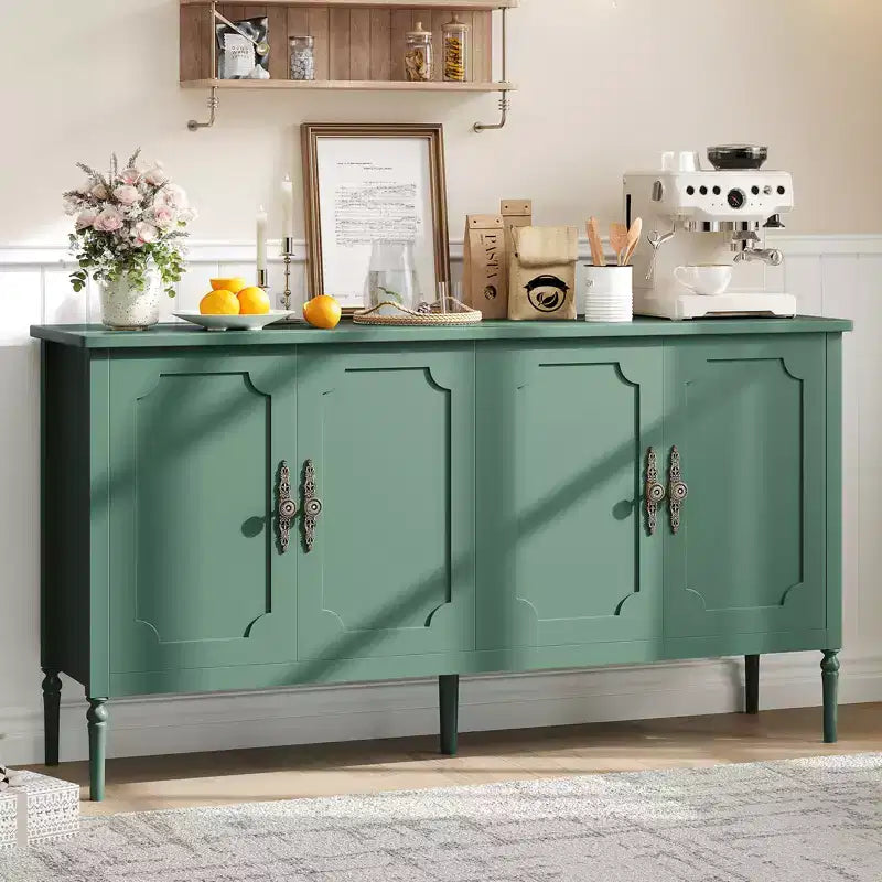 COZONY 59 Mobile credenza a buffet Vintage per bar caffè con ripiani regolabili e 4 ante per sala da pranzo, cucina e soggiorno