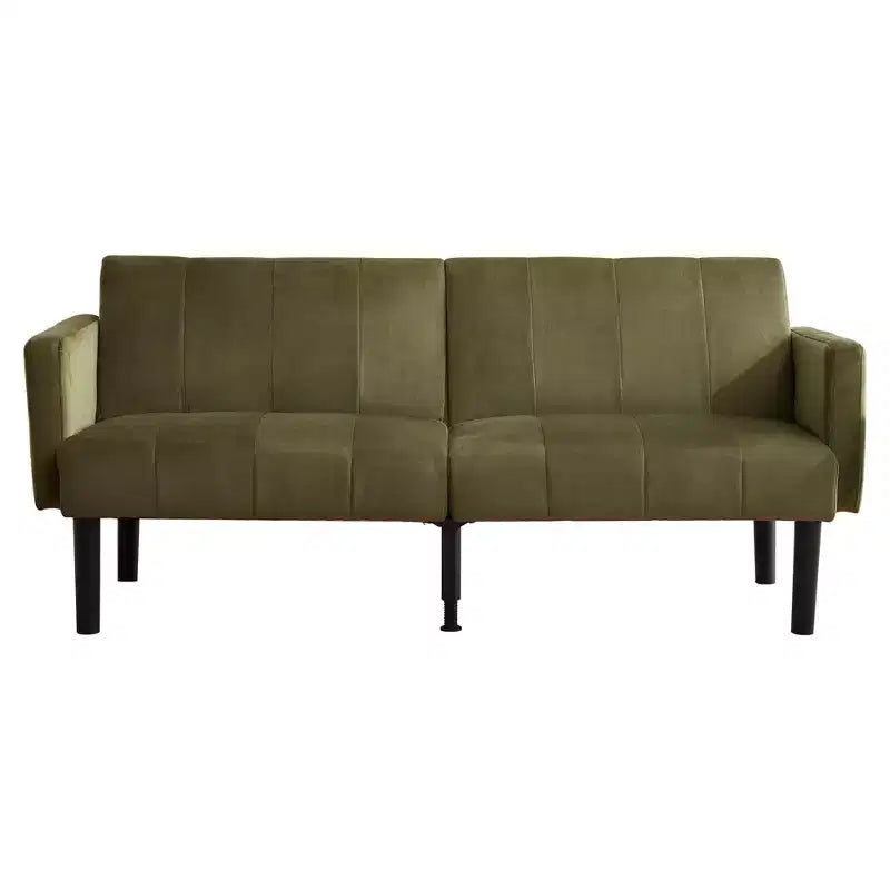 Canapé futon moderne convertible de 75 pouces, canapé futon en bois massif rembourré, causeuse réglable en tissu pour salon
