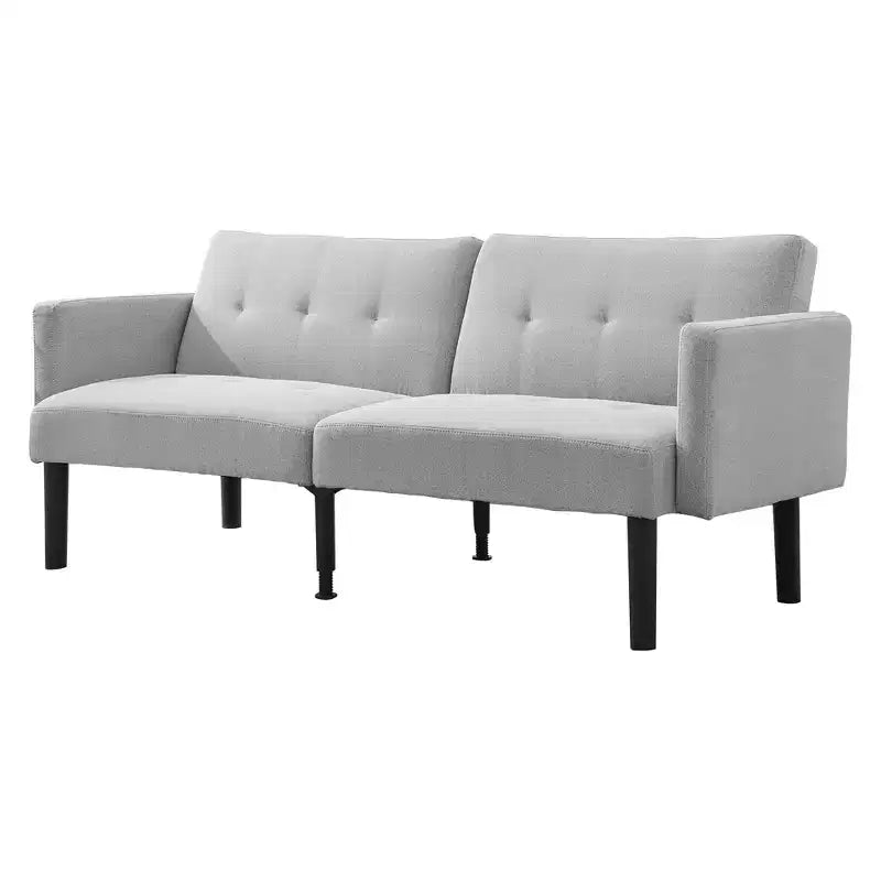 Canapé futon moderne convertible de 75 pouces, canapé futon en bois massif rembourré, causeuse réglable en tissu pour salon