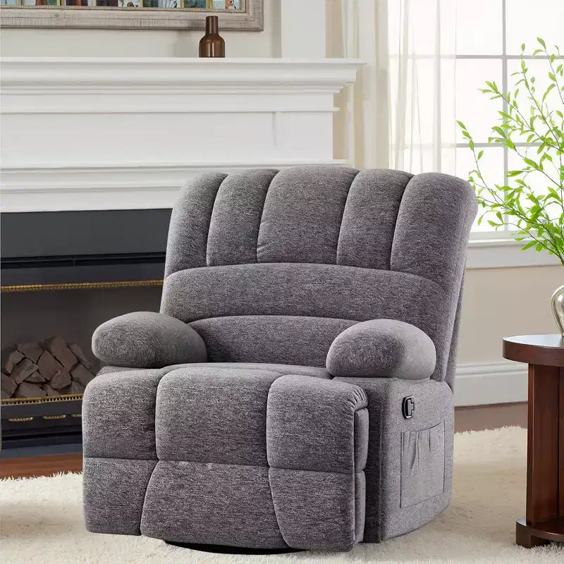 Fauteuil inclinable pivotant et basculant extra-large gris foncé MAYEERTY pour salon d'adultes