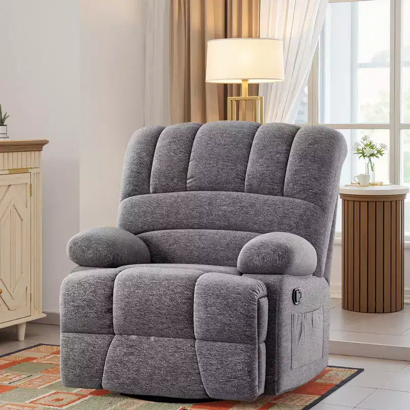 Fauteuil inclinable pivotant et basculant extra-large gris foncé MAYEERTY pour salon d'adultes