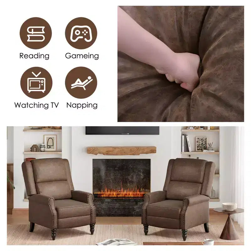 Poltrona reclinabile MAYEERTY Coffee in similpelle con schienale, design ergonomico per soggiorno, camera da letto, camper