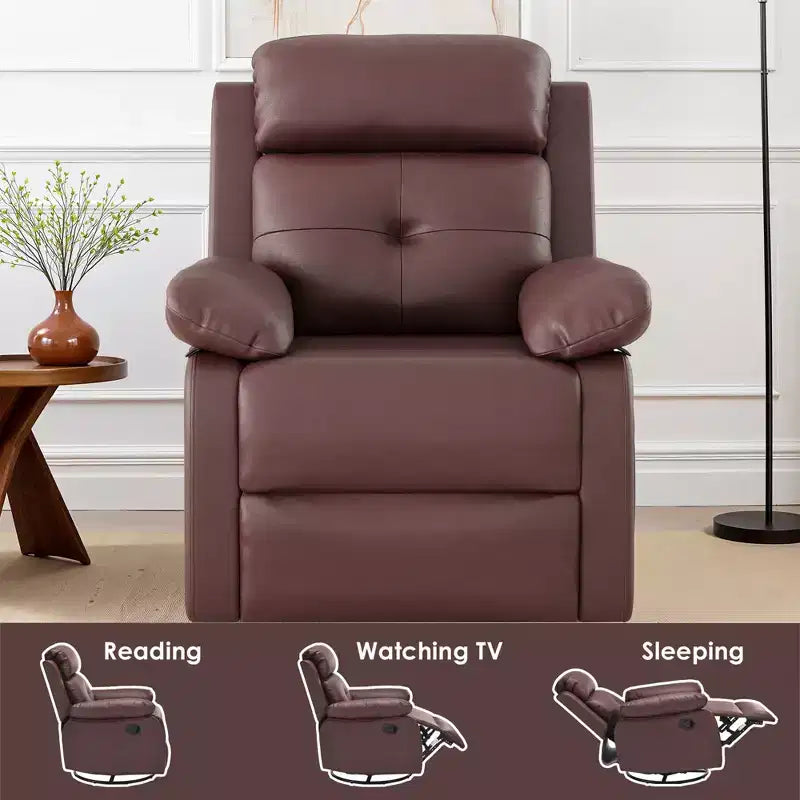Fauteuil inclinable pivotant et à bascule petit MAYEERTY marron, design compact pour femmes, convient aux chambres et salons