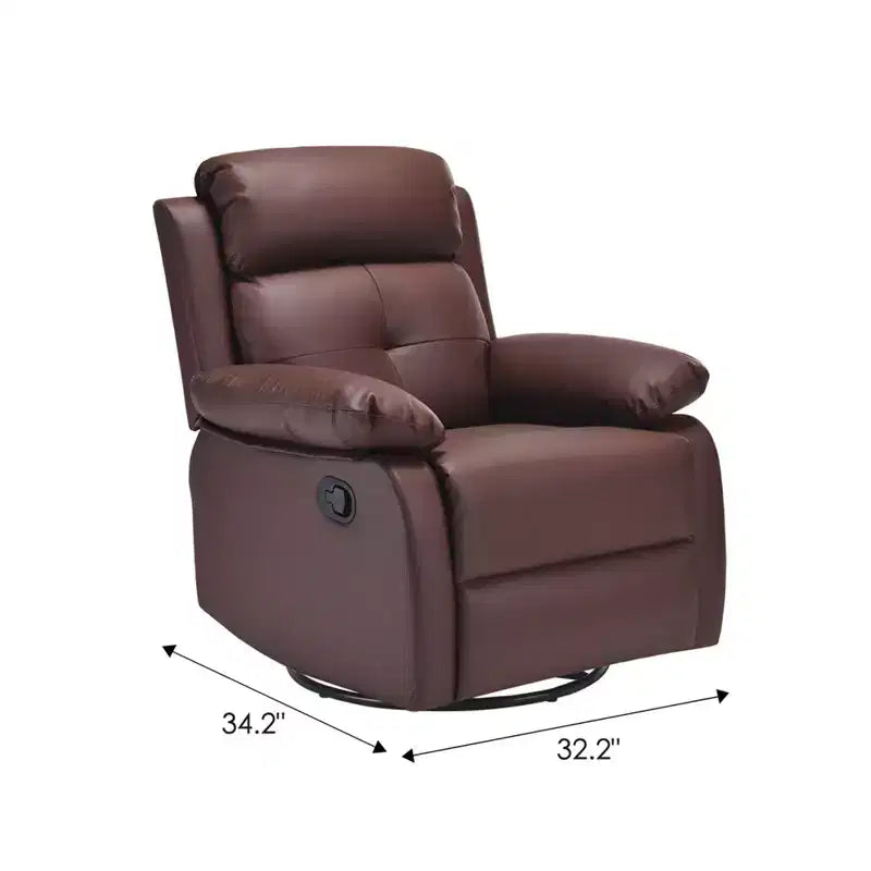 Fauteuil inclinable pivotant et à bascule petit MAYEERTY marron, design compact pour femmes, convient aux chambres et salons
