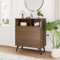 Fluted Storage Cabinet with Metal Legs, Mid Century Modern Sideboard, Buffet Credenza with Storage for Living Room, Hallway, Entryway