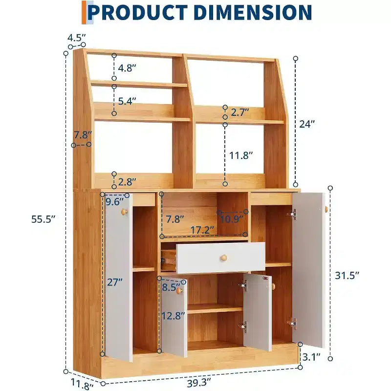 Grande mobile dispensa - Credenza indipendente con cassetti, ante e ripiano regolabile per la cucina