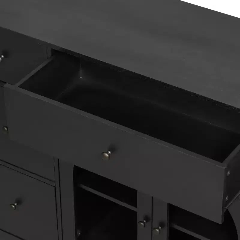 Christopher Knight Home Mirae Mobile Contenitore Vintage da 55.1" con 7 Cassetti, 2 Ante in Vetro e Ripiani Regolabili