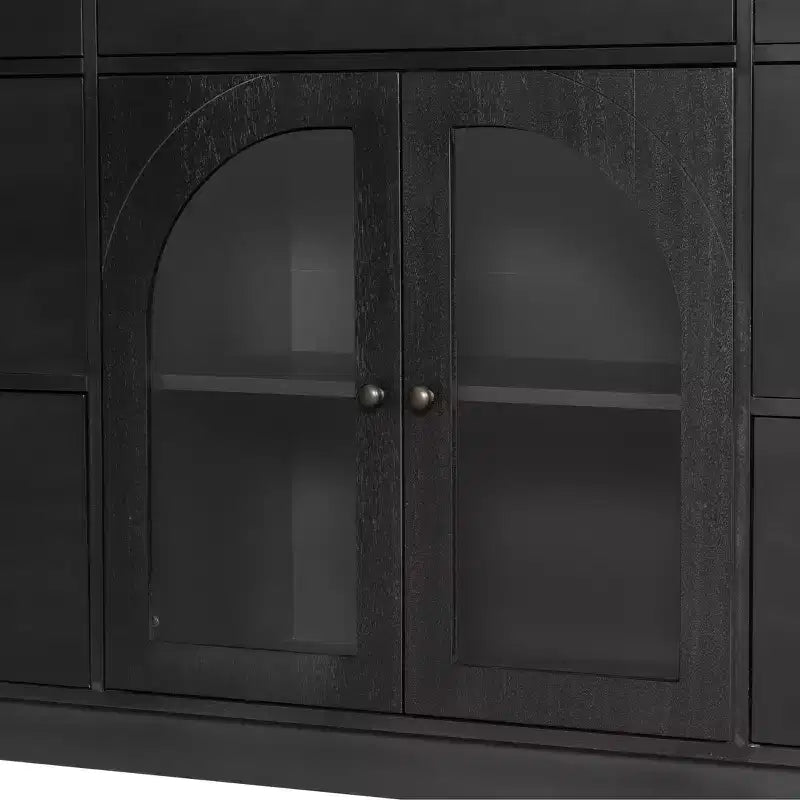 Christopher Knight Home Mirae Mobile Contenitore Vintage da 55.1" con 7 Cassetti, 2 Ante in Vetro e Ripiani Regolabili