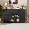 Christopher Knight Home Mirae 55.1'' Vintage Storage Cabinet with 7 Drawers, 2 Glass Doors and Adjustable Shelves
