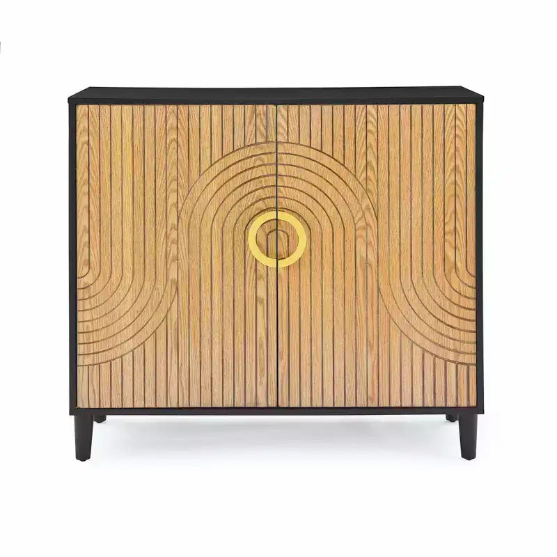 Madia TROPOW con ante, armadio credenza indipendente con ante doppie, madia di design con gambe in legno massello, credenza, nera
