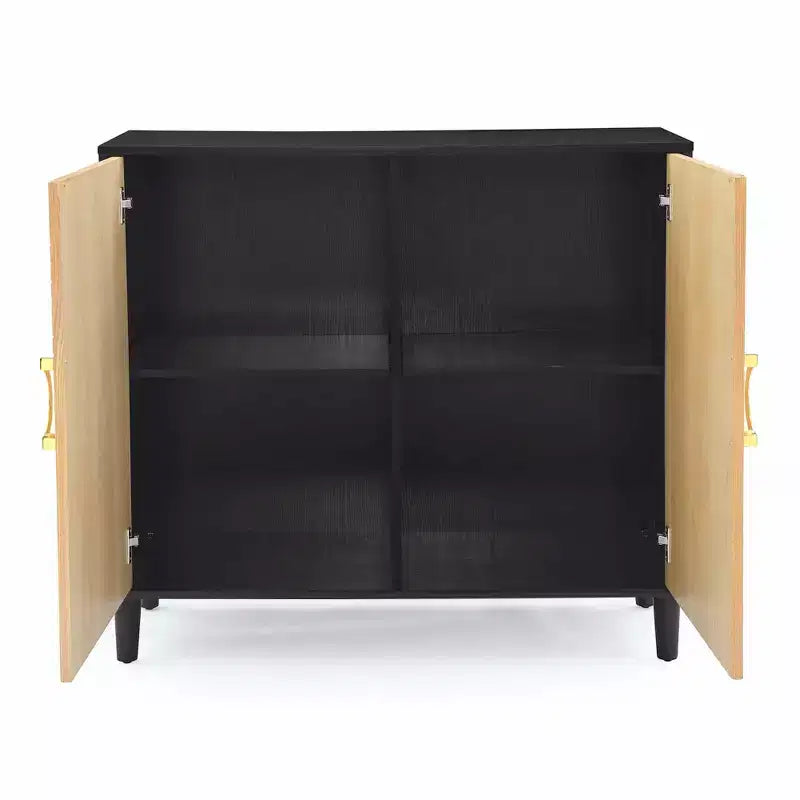 Madia TROPOW con ante, armadio credenza indipendente con ante doppie, madia di design con gambe in legno massello, credenza, nera