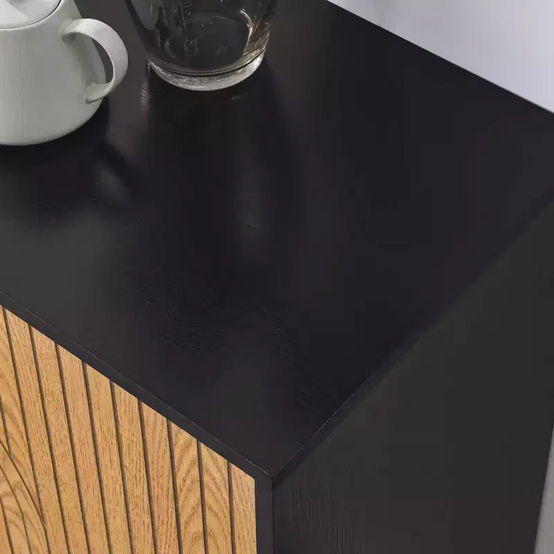 Madia TROPOW con ante, armadio credenza indipendente con ante doppie, madia di design con gambe in legno massello, credenza, nera