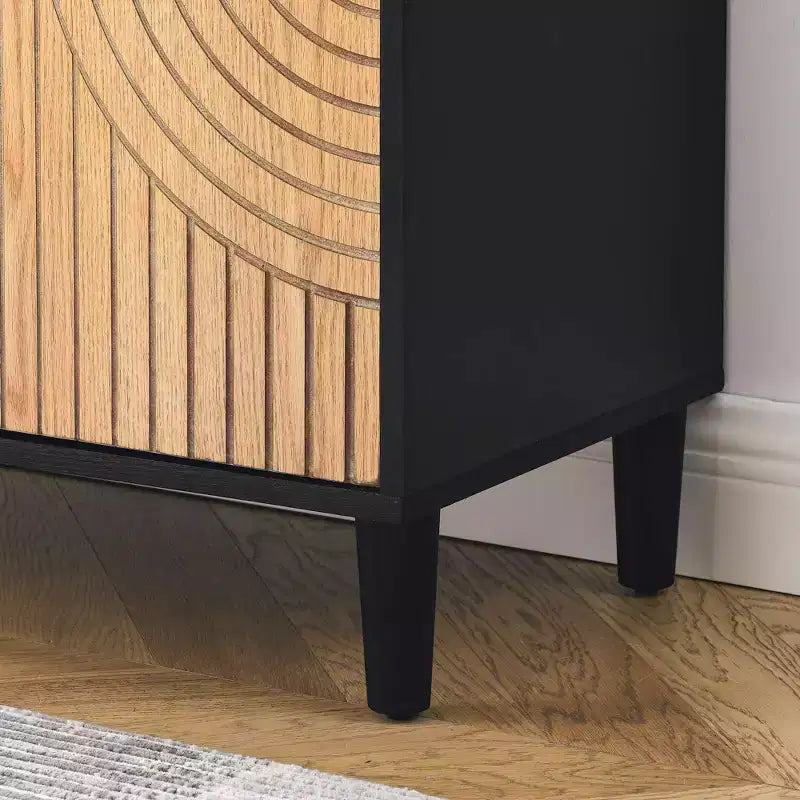 Madia TROPOW con ante, armadio credenza indipendente con ante doppie, madia di design con gambe in legno massello, credenza, nera