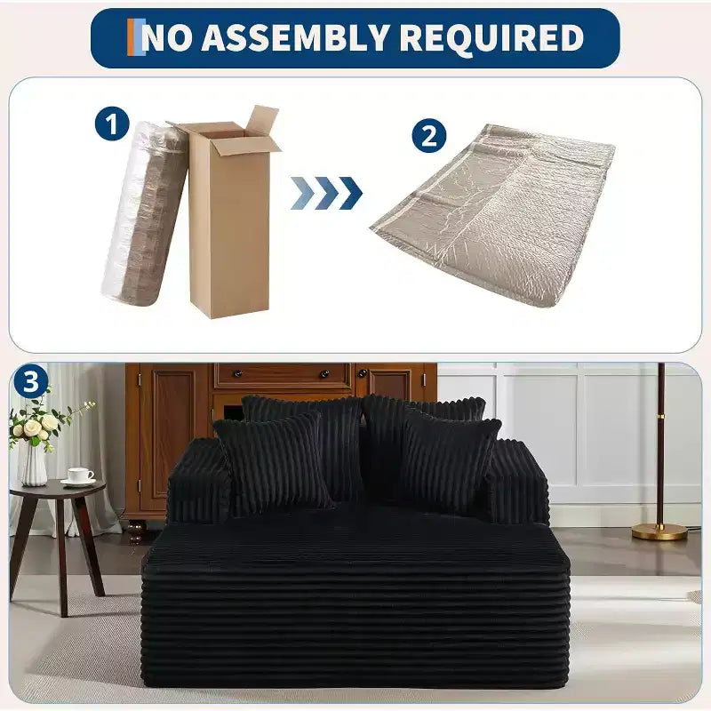 Causeuse en velours côtelé avec oreillers, Cloud Lounger pour salon et chambre à coucher, canapé-lit pliant sans assemblage, design compact peu encombrant
