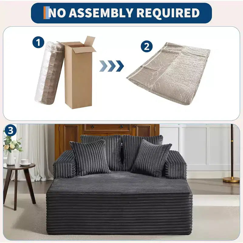 Causeuse en velours côtelé avec oreillers, Cloud Lounger pour salon et chambre à coucher, canapé-lit pliant sans assemblage, design compact peu encombrant
