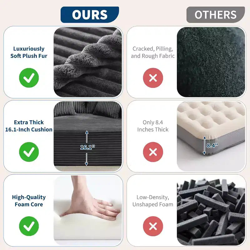 Causeuse en velours côtelé avec oreillers, Cloud Lounger pour salon et chambre à coucher, canapé-lit pliant sans assemblage, design compact peu encombrant