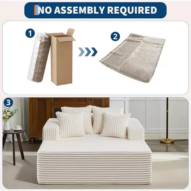 Causeuse en velours côtelé avec oreillers, Cloud Lounger pour salon et chambre à coucher, canapé-lit pliant sans assemblage, design compact peu encombrant
