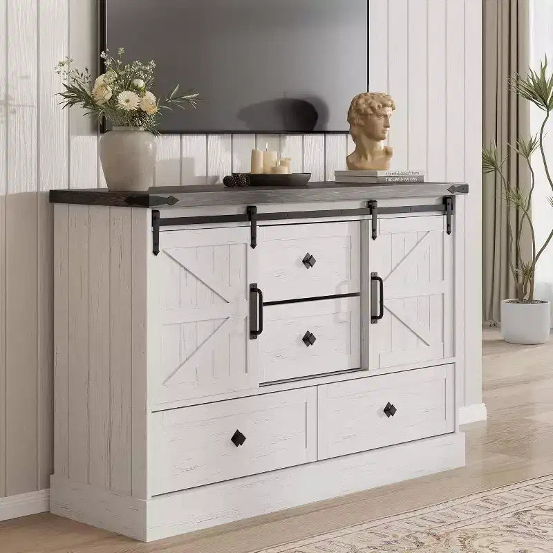 Credenza Buffet con Cassetti, Grande Mobile Contenitore Buffet con Ripiani e Ante, Stazione Caffè Bar in Stile Rustico per Cucina, Sala da Pranzo