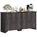 Fluted Sideboard Buffet Cabinet with Storage,4 Decorated Doors,Wood Coffee Bar Cabinet with Solid Wood Feet for Kitchen, Dining Room, Hallway