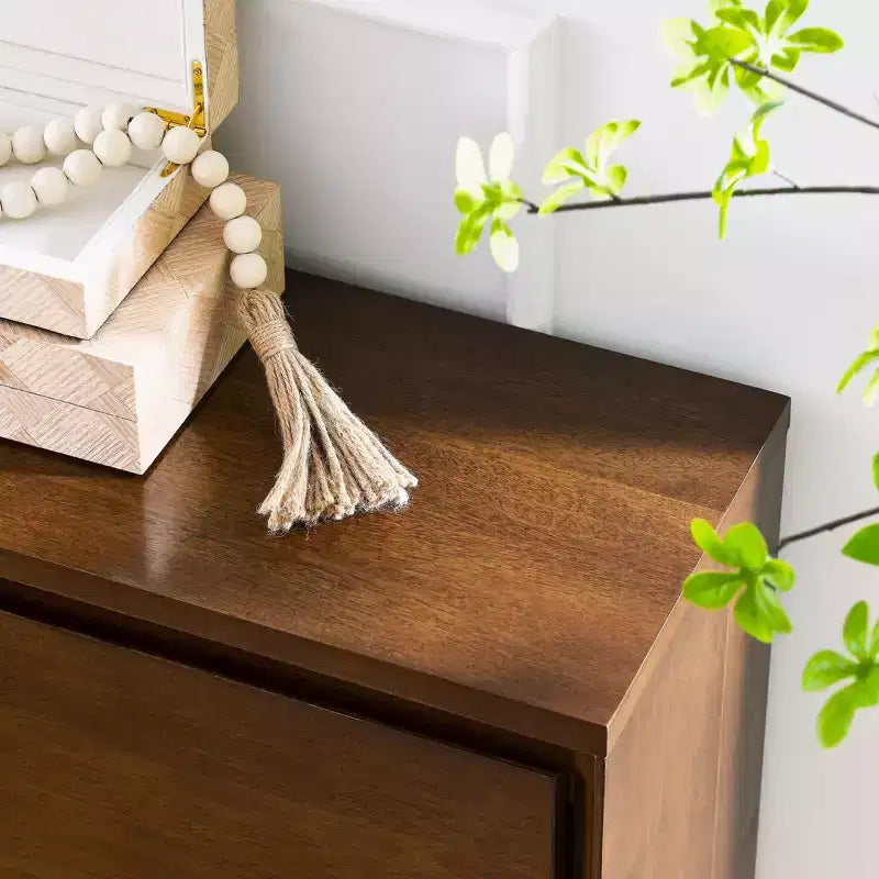 Okak Buffet de 99 cm avec 2 trous pour prises, meuble de rangement, meuble de cuisine pour salon, cuisine, salle à manger, noyer