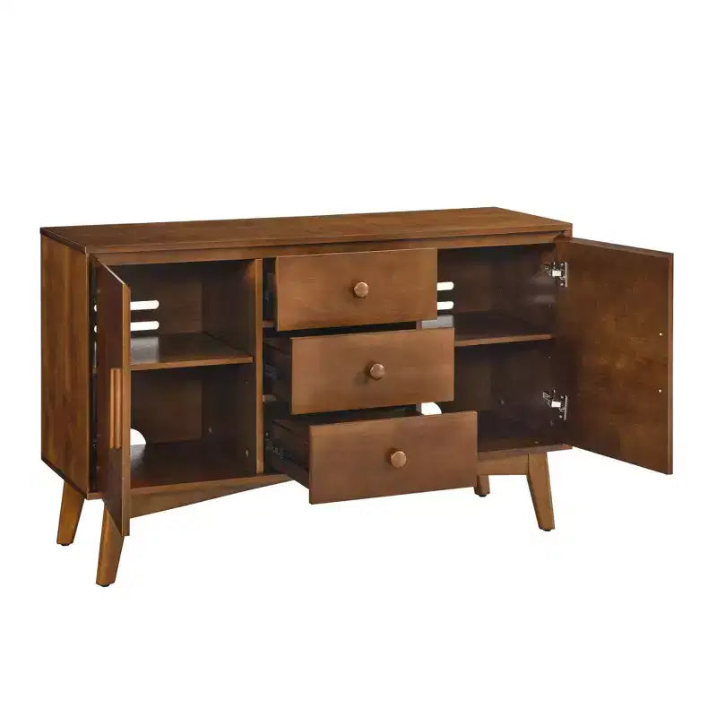 Okak 47in Credenza a Buffet con 2 Ante e 3 Cassetti, Tavolo Consolle Accent, Mobile Contenitore per Cucina, Sala da Pranzo, Soggiorno, Noce