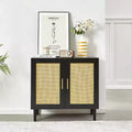 MAYEERTY Side Panel Buffet Cabinet with Natural Rattan Door with Adjustable Shelves for Bedroom Living Room 1pcs