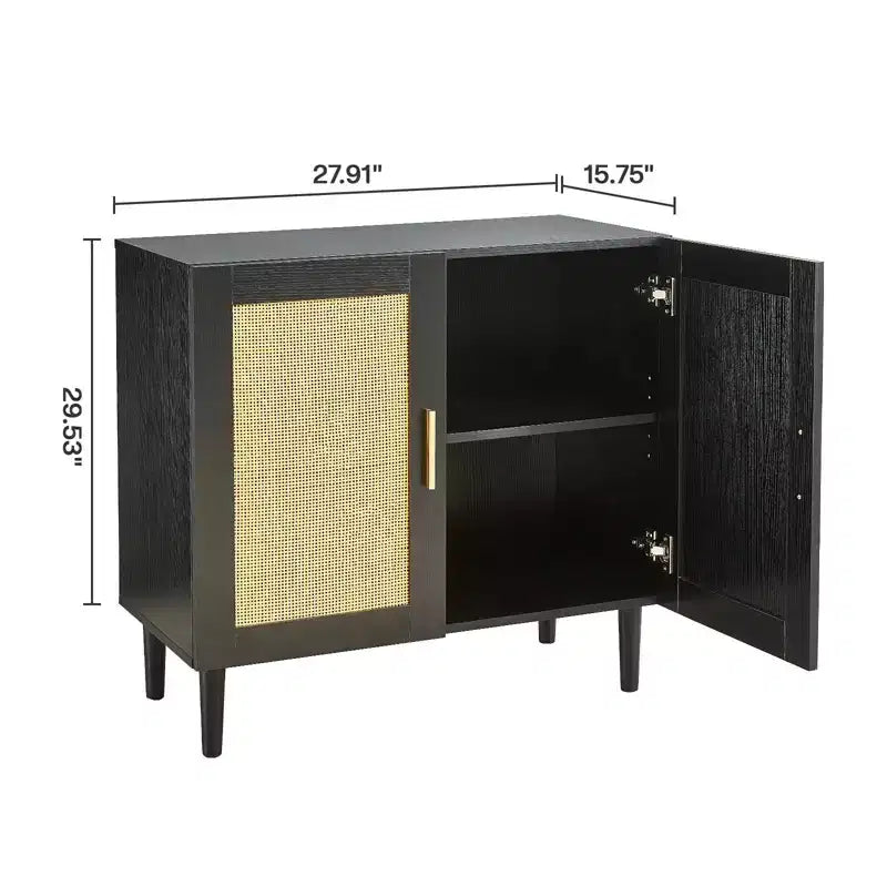 MAYEERTY Credenza a Pannello Laterale con Anta in Rattan Naturale e Ripiani Regolabili per Camera da Letto Soggiorno 1 pz