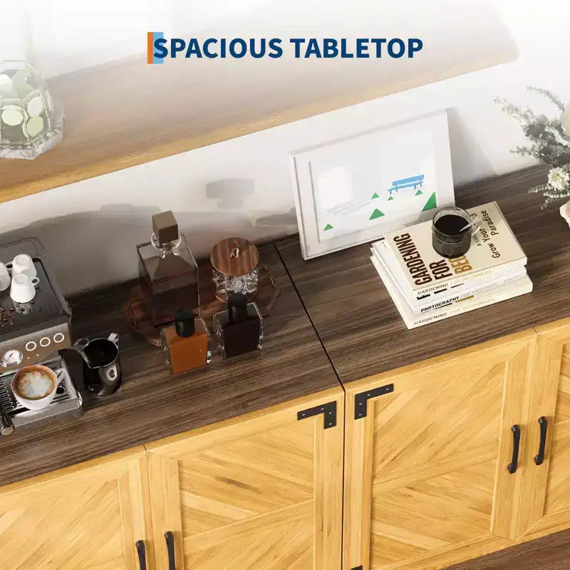 Buffet de salle à manger 80 cm, Bahut de cuisine en bois avec étagères réglables, Meuble console pour café, Armoire de rangement au sol pour salon