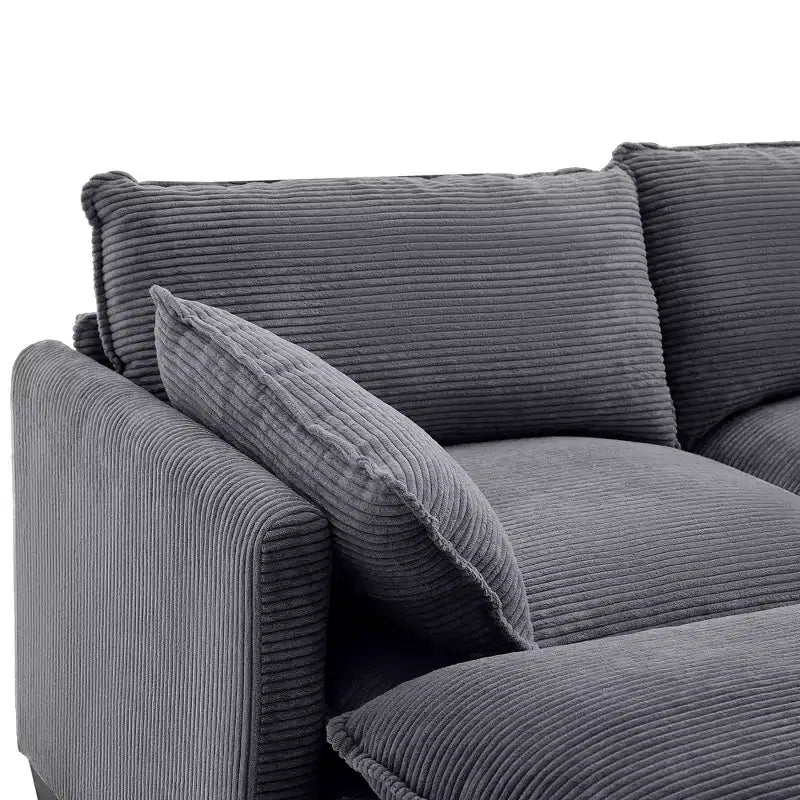 Divano componibile a U in velluto a coste Hyleory, divano a 4 posti con 2 pouf mobili, mobili modulari per soggiorno