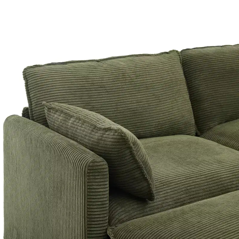 Divano componibile a U in velluto a coste Hyleory, divano a 4 posti con 2 pouf mobili, mobili modulari per soggiorno