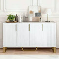 Hostack Sideboard Cabinet with 4 Doors, Adjustable Shelves, Metal Handles and Legs for Living Room, White