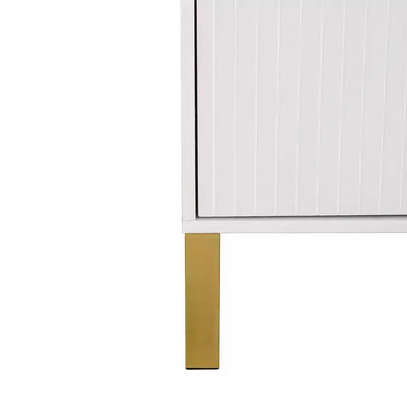 Credenza Hostack con 4 Ante, Ripiani Regolabili, Maniglie e Gambe in Metallo per Soggiorno, Bianco
