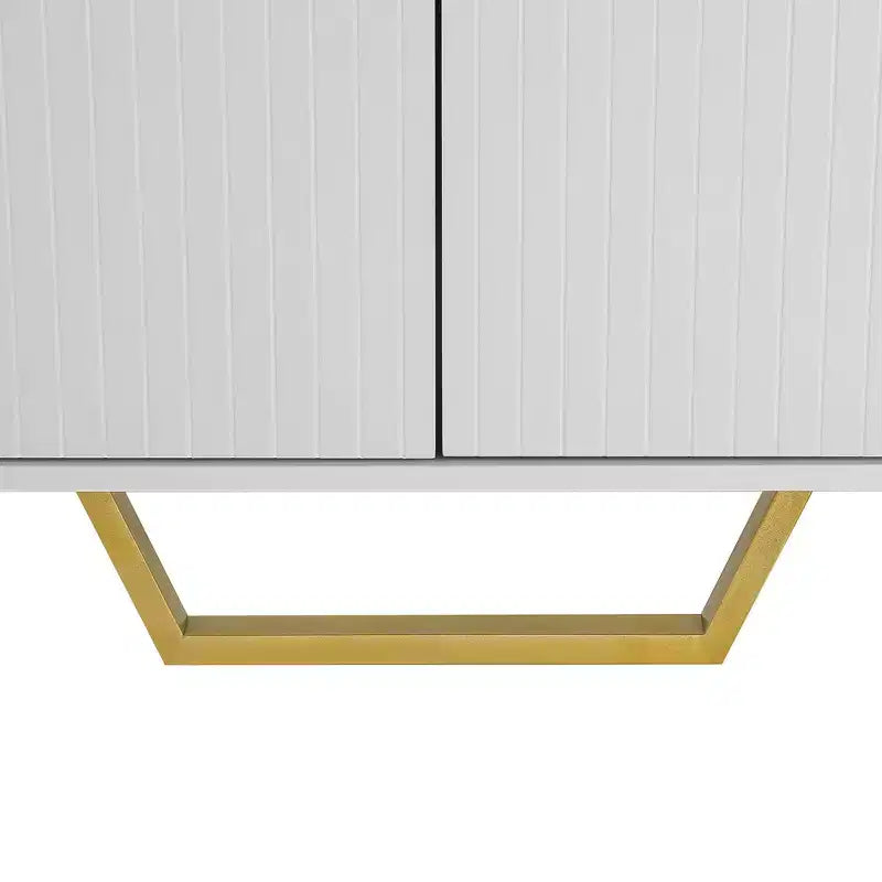 Credenza Hostack con 4 Ante, Ripiani Regolabili, Maniglie e Gambe in Metallo per Soggiorno, Bianco
