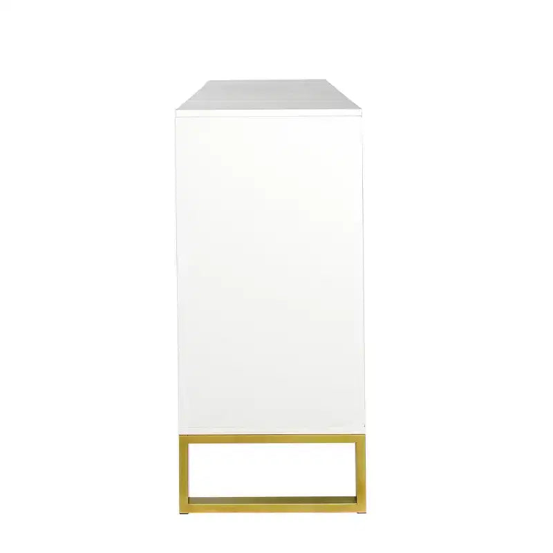 Credenza Hostack con 4 Ante, Ripiani Regolabili, Maniglie e Gambe in Metallo per Soggiorno, Bianco