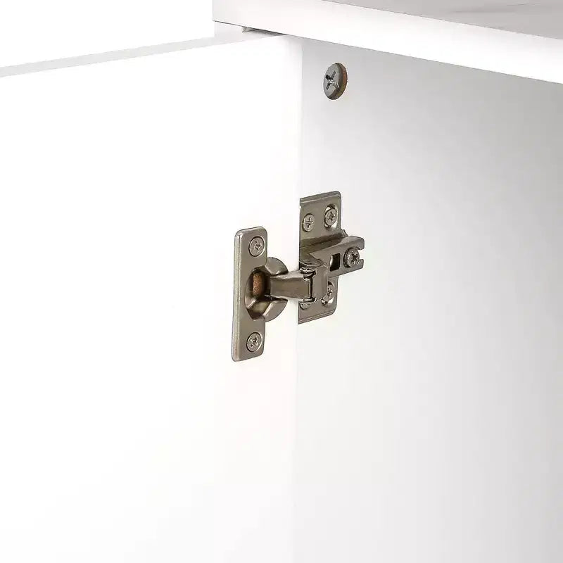 Credenza Hostack con 4 Ante, Ripiani Regolabili, Maniglie e Gambe in Metallo per Soggiorno, Bianco